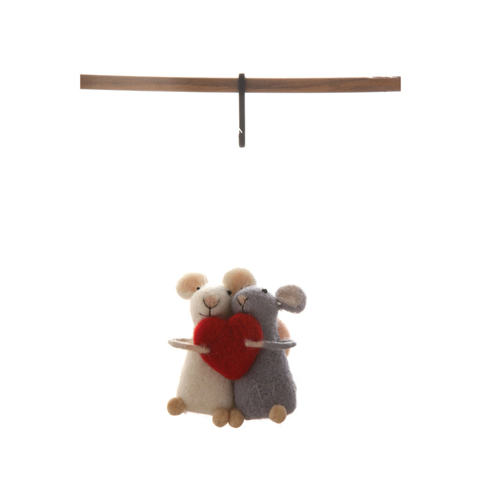 Wool Felt Mice with Heart Ornament Mouse