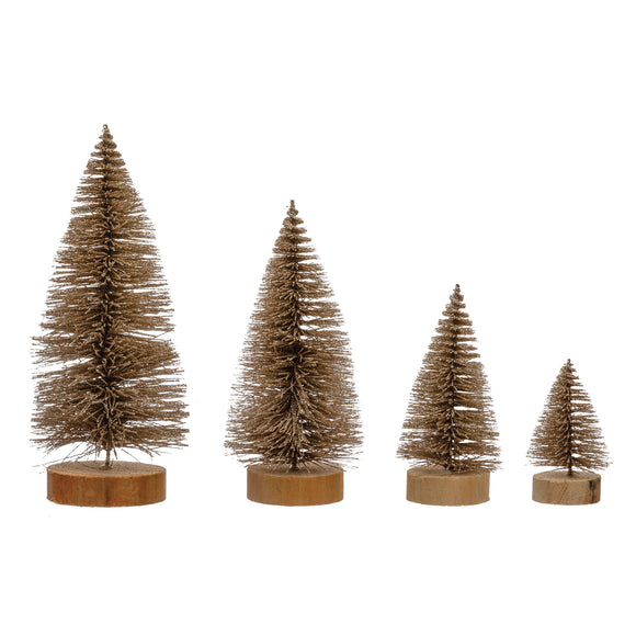 Gold Glitter Bottle Brush Trees