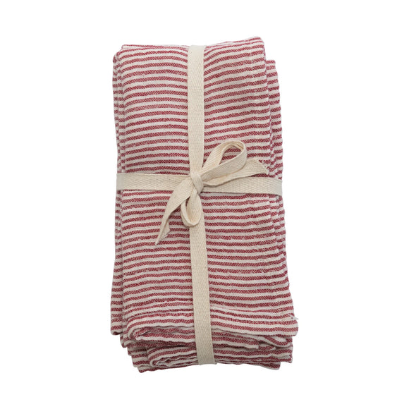 Red & White Striped Cotton Napkins