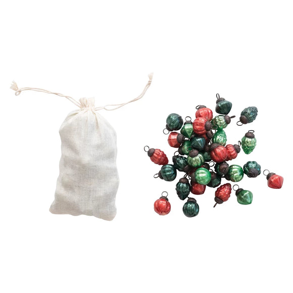 Red + Green Mercury Glass Ornaments