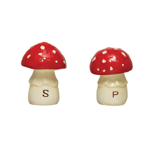 Mushroom Shaped Salt and Pepper Shaker Set