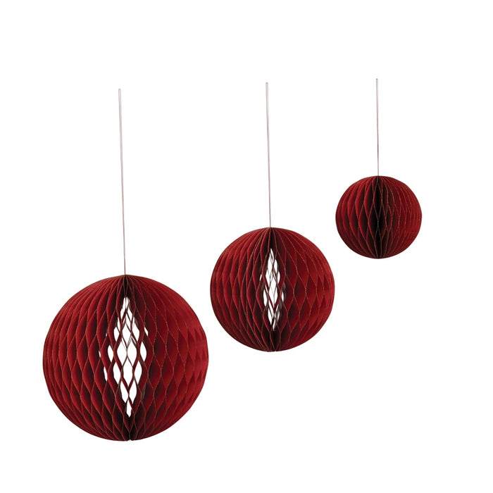 Red Round Paper Honeycomb Ornament