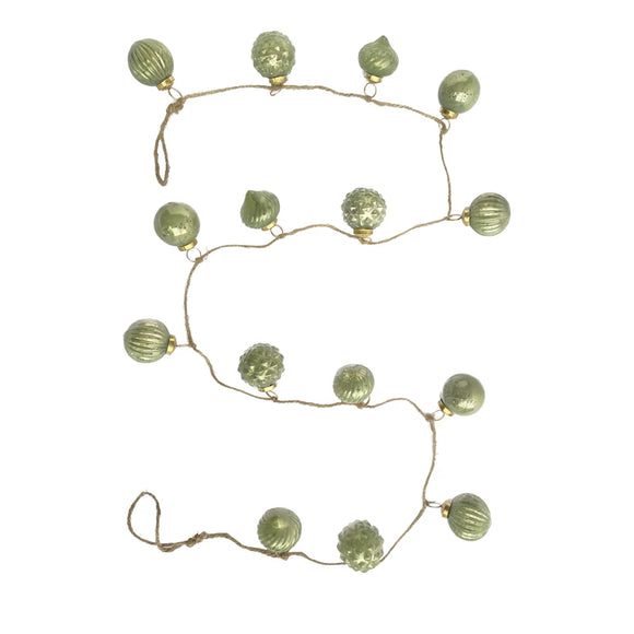 Olive Green Mercury Glass Ornament Garland STORE PICKUP ONLY