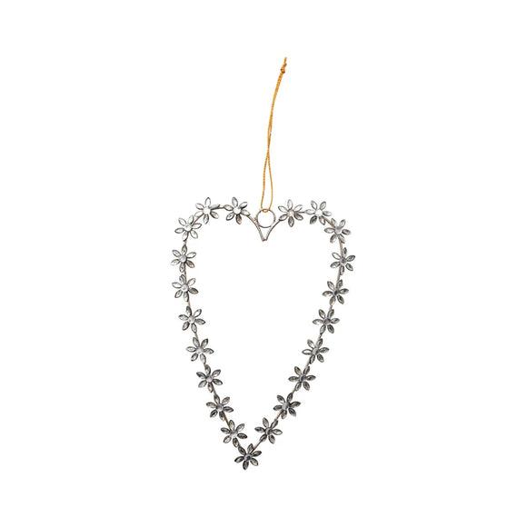 Glass Beaded Metal Heart Ornament