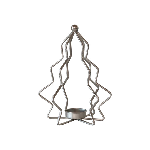 Silver Metal Tree Shaped Tealight Holder