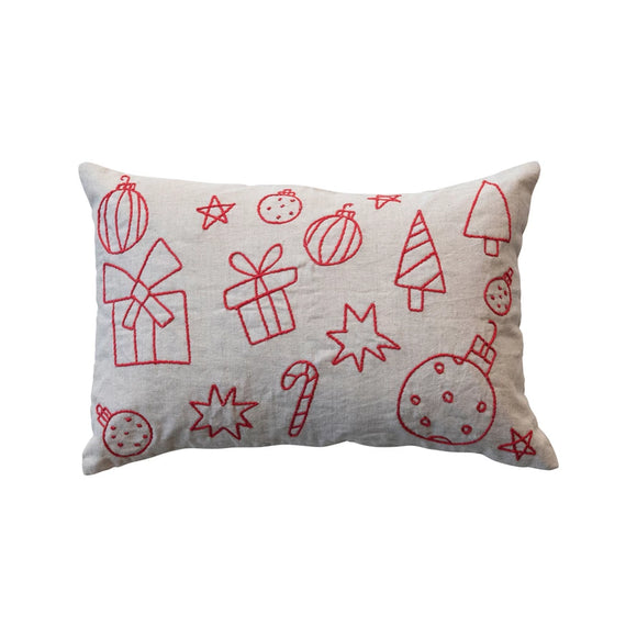 Embroidered Holiday Pillow STORE PICKUP ONLY