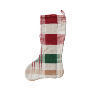 Red, Green, and Tan Plaid Stocking