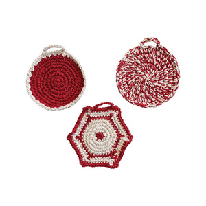 Red & White Crocheted Pot Holders