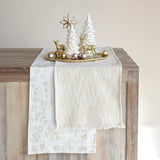 Nautral Cotton Slub Table Runner w/ Metallic Gold Thread