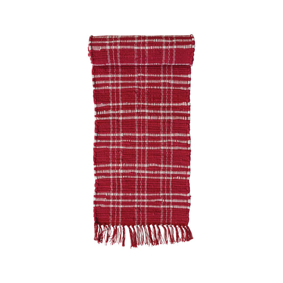 Red & White Plaid Chindi Table Runner