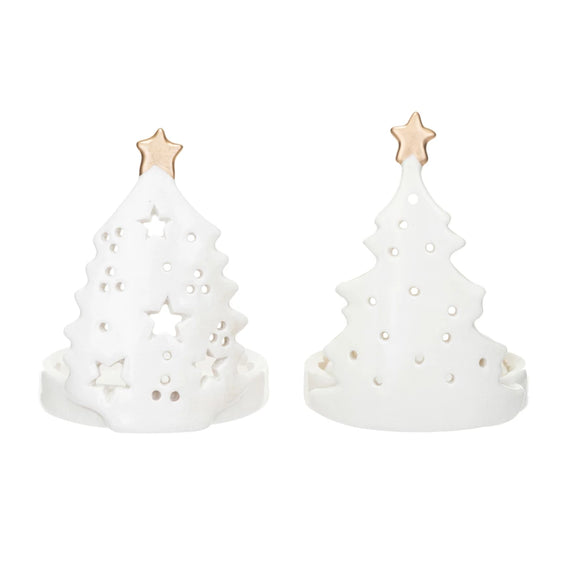 Stoneware Christmas Tree Shaped Candle Holder