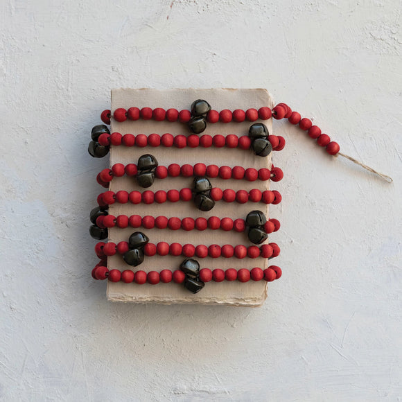 Red Bead & Bell Garland