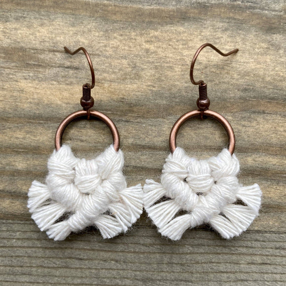 Natural & Copper | Macrame Micro Round Earrings