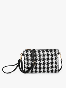 Meriam Clutch/Crossbody/Wristlet Black/White Houndstooth Purse