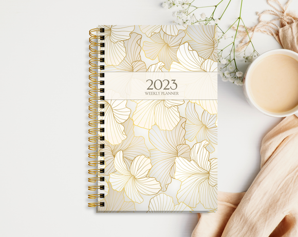 Gold Lilies Hardcover Weekly Planner
