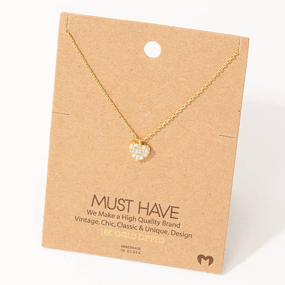 Dainty Pave Heart Pendant Necklace