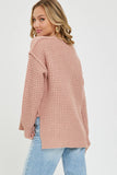 Mauve Oversized Waffle Sweater