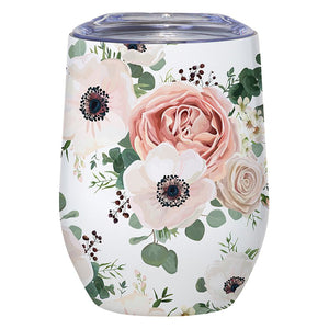 Pink Floral Insulated Wine Tumbler