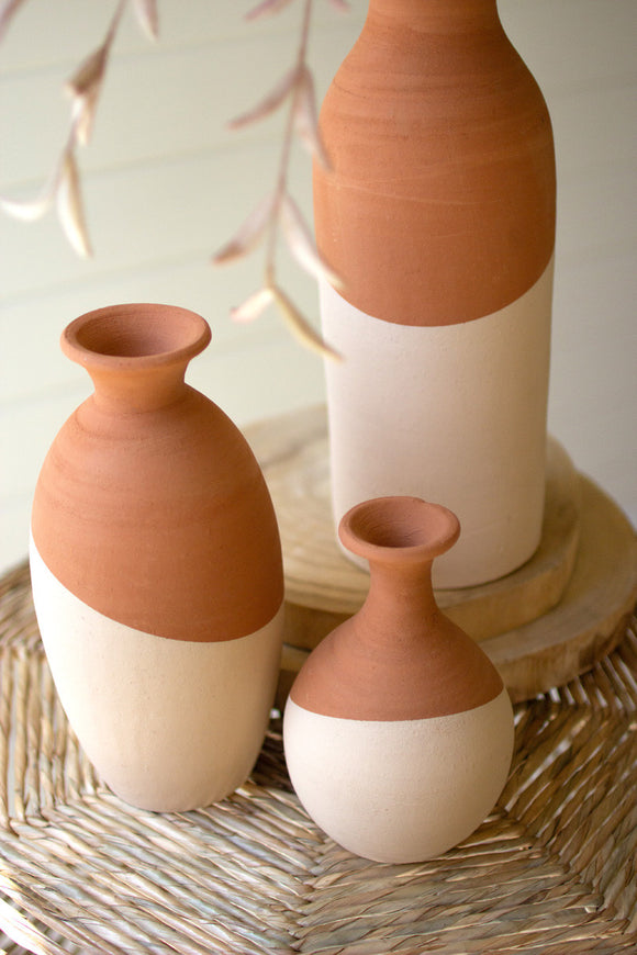 Ivory Dipped Clay Vases