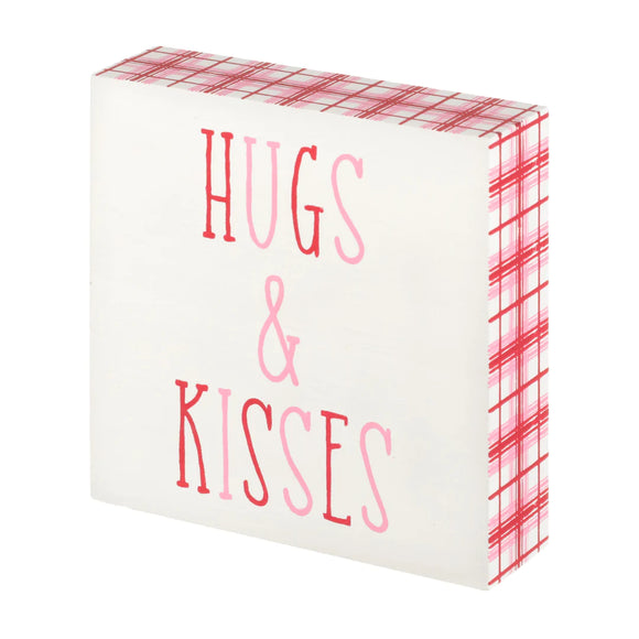 Hugs & Kisses Plaid Block Sitter