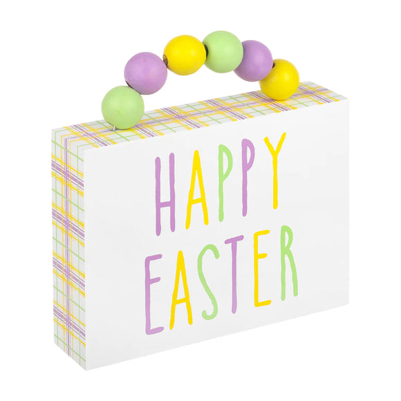 Happy Easter Plaid Sign w/ Beads