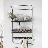 Black Wall Shelf w/ Hooks