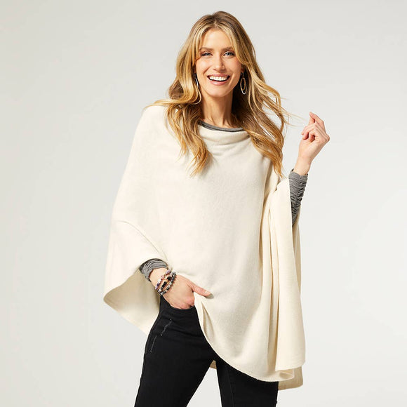 Kiara Lightweight Poncho - Egret | Coco + Carmen