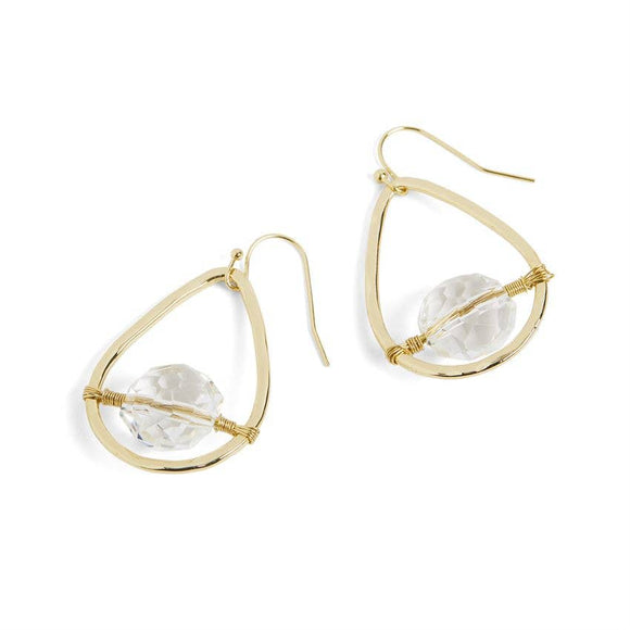 Floating Bead Teardrop Earrings - Gold