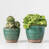 Green Tiled Terracotta Pots