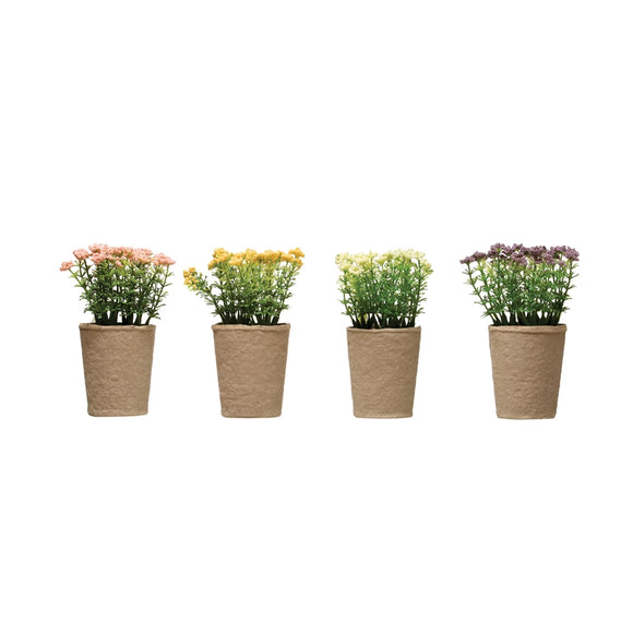 Faux Blooming Plant in Paper Pot