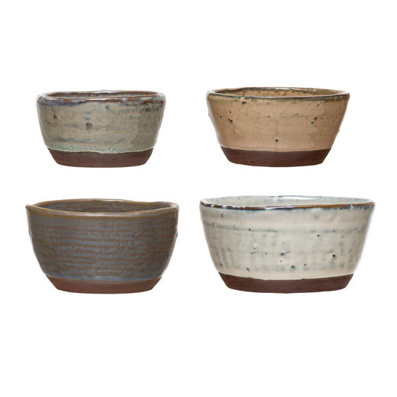 Stoneware Bowls w/ Reactive Glaze - Set of 4