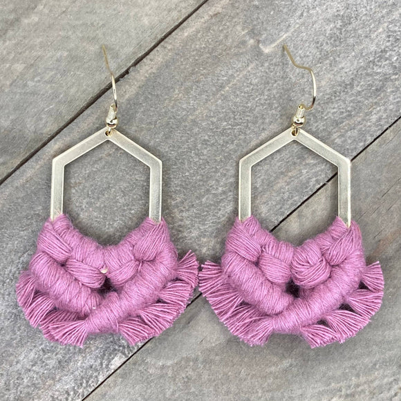 Geometric Fringe Earrings - Bubblegum Pink