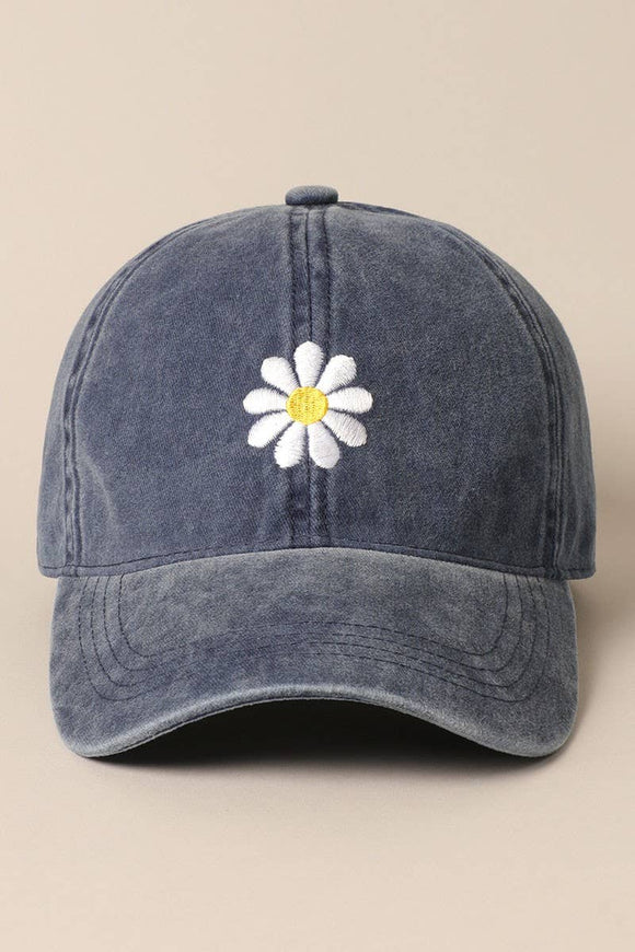 Navy Daisy Baseball Hat