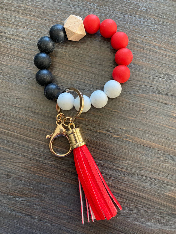 Red/White/Black Wristlet Silicone Beads