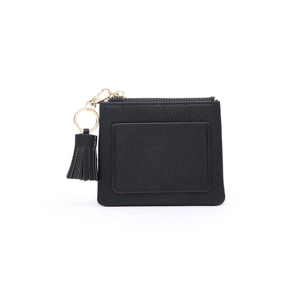 Black Coin Pouch w/ Tassel Zipper Pull & ID Holder