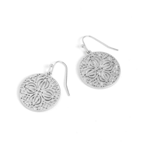 Floral Filigree Earrings - Silver