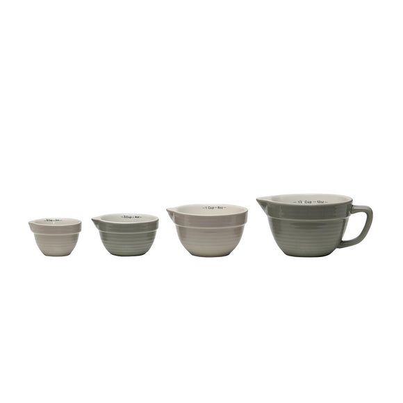 Gray Stoneware Batter Bowl Measuring Cups - Grey colors