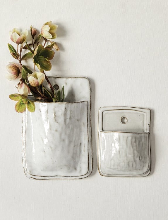 White Terra-Cotta Wall Pocket Vase