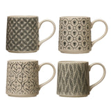 Hand Stamped Stoneware Mugs