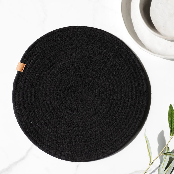 Black Round Placemat