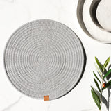 13" Round Placemats Black, Gray, Ivory