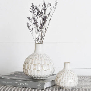 White Scallop Vases